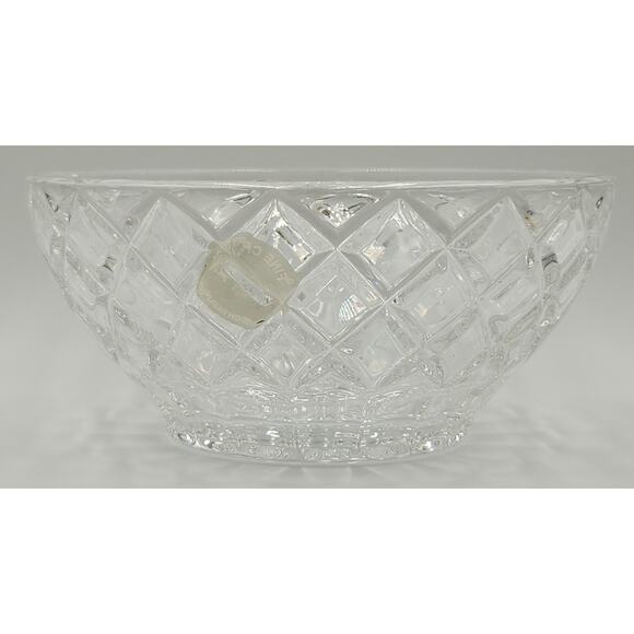 Vintage Lenox Fine Crystal Diamond Bowl With Sticker Czech - Picture 3 of 7